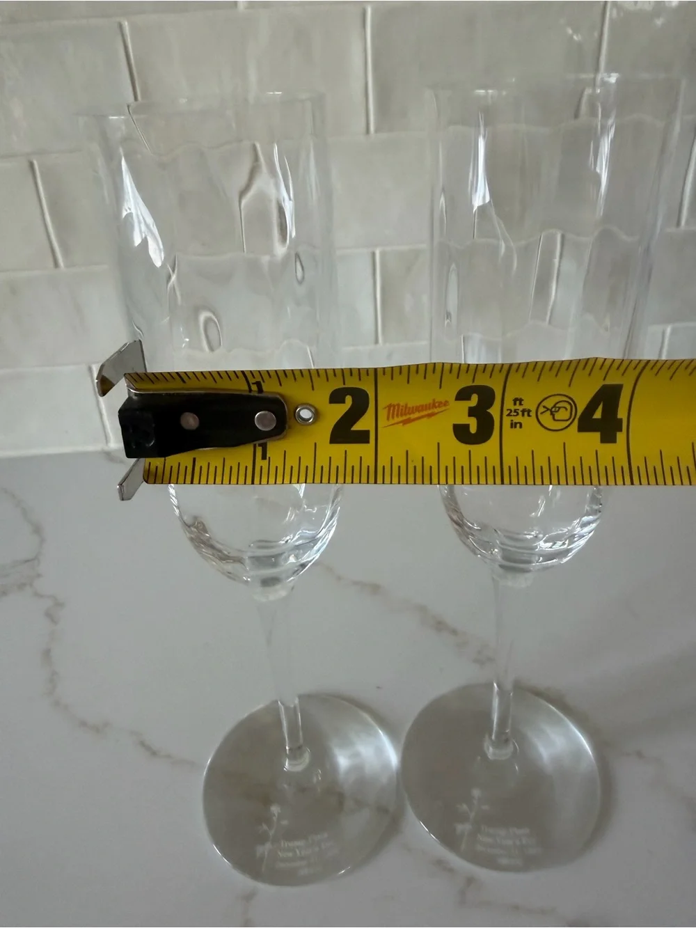 Tiffany & Co. Etched  Champagne Flutes Set of 2 Trump Plaza NYE 1994 388/650